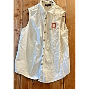 Cotton Palm Key West Florida Sleeveless Button Up Women White Resort Beach shirt